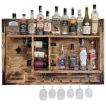 Houten rek om op te hangen - handgemaakt rustieke stijl muur bar flessenrek hout - wijnbaar rek cadeau voor mannen - houten 3D-afbeelding borrelbar