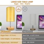 Nachtlampje set van 2 Touch Dimbare LED-tafellamp met USB A Type C aansluitingen, tafellamp E27 houtnerf voor slaapkamer, incl. 6W 600lm LED-lamp