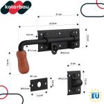 Deurgrendel links met hangslot, deurgrendel, boutgrendel, slotgrendel, schuifvergrendeling, gepoedercoat, deursluiting, 280 mm
