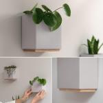 Alma Wandvazen, moderne hangende bloempotten voor aan de muur, 3-delige plantenpotset van hoogwaardig hars voor kamerplanten, kunstplanten, bloemen enz., grijs