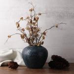 Blaue Keramikvase, blaue Vasen für Heimdekoration, rustikale große blaue Keramikvasen für Tafelaufsätze, blaue dekorative Vasen für Wohnzimmer, Tisch, Küche und Büro, modern