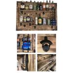Houten rek om op te hangen - handgemaakt rustieke stijl muur bar flessenrek hout - wijnbaar rek cadeau voor mannen - houten 3D-afbeelding borrelbar