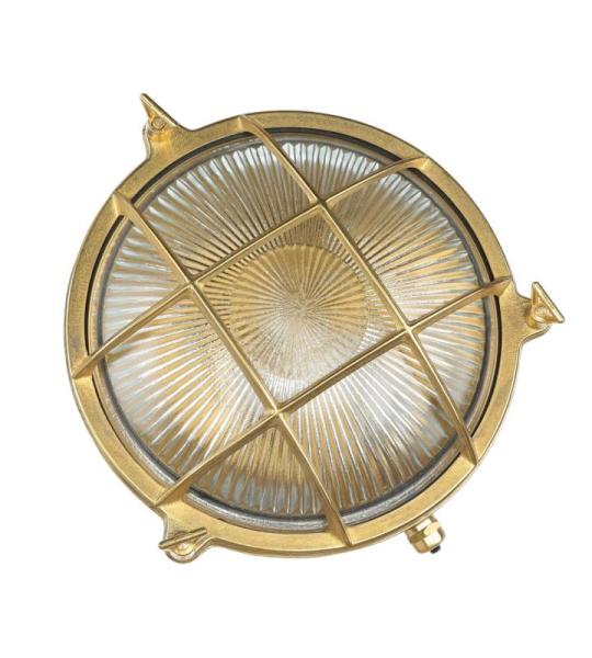 SERIFOS Buitenwandlamp messing glas IP64 voor tuin terras Ø24 cm E27 max. 18 W rustieke maritieme ronde buitenlamp muur