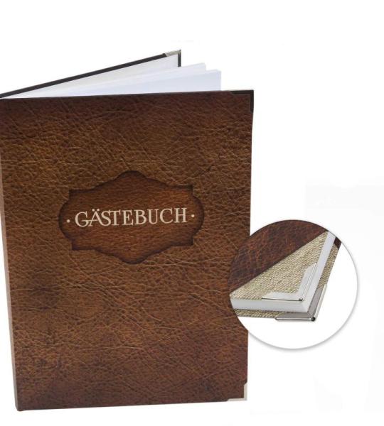 Vintage gastenboek, bruin, lederlook, A4, rustiek gastenboek om in te schrijven, bruiloft, verjaardag, vakantiewoning