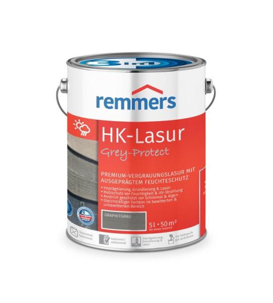 HK-Lazuur, 3-in-1, Grey-Protect grafietgrijs, 5 liter, houtbeits voor vergrijzing buiten, 3 houtbeschermingsproducten in één, vocht- en uv-bescherming