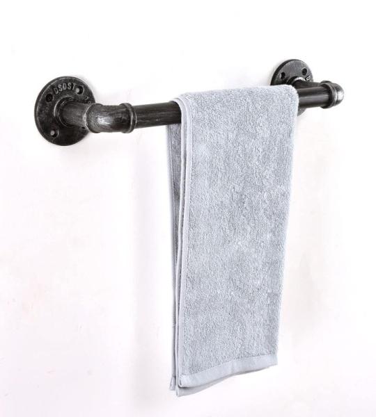 Rohrhandtuch Bar Wand montiert Industriehandtuch Rack Halter Rustikale Heavy Duty Badezimmer Hardware (12 inch, Schwarz Grau)