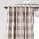 Home Fashions Boerderij Living Grainger Buffalo-Check Verduisteringsgordijn voor Woonkamer en Slaapkamer, Gordijn met Zakken 132,1 x 241,3 cm, Grijs, 1 Gordijn