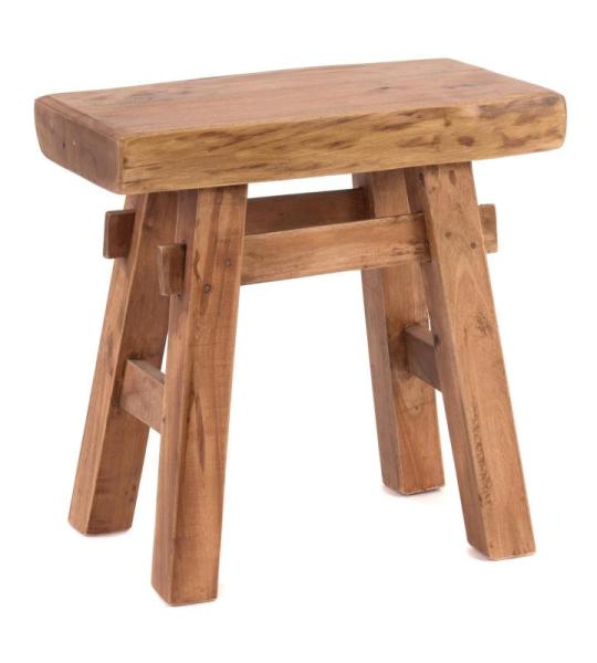 Rustieke houten kruk vintage 40" | gerecycled hardhout, 43 x 45 x 27 cm (h x b x d) | kruk van massief hout, kruk | kleur: 08 honingkleuren gewaxt
