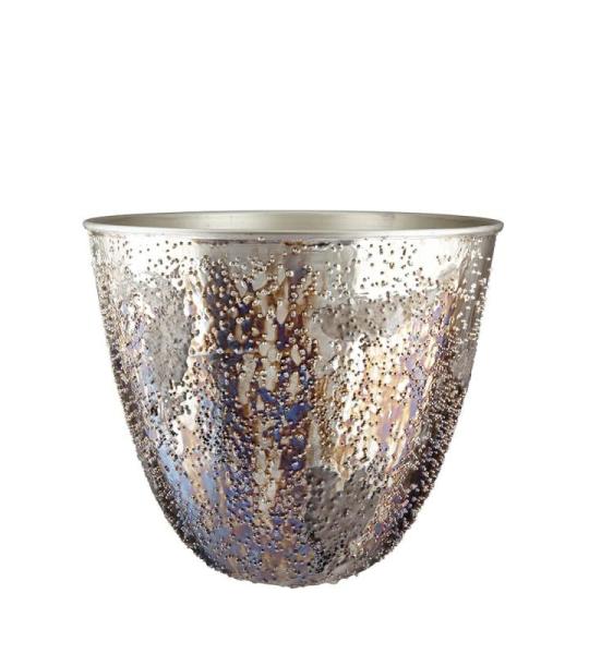 Metalen plantenbak, bloempot, decoratief woonkamercadeau voor vrouwen, verjaardag, Moederdag, kleur: metallic bruin, hoogte 22 cm
