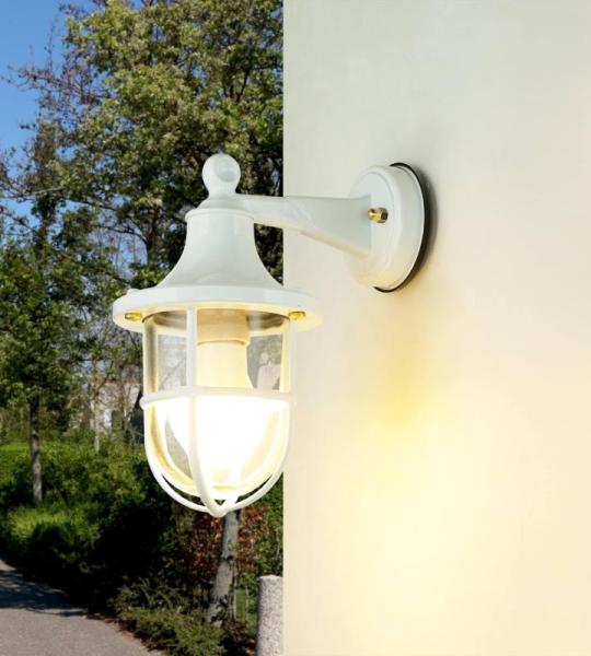Wandlamp outdoor glas messing wit IP64 voordeur tuin B: 14 cm E27 rustieke maritiem nostalgische lantaarn wandlamp buiten Santorin