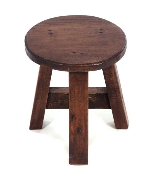 Rustieke houten KRUK Bern | 23x20x20 cm (HxBxD), gerecycled hout, massief | decoratieve bijzettafel, plantenkruk, krukje | Kleur: 02 lichtbruin