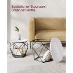 Salontafel rond, set van 2, woonkamertafel, bijzettafel, modern, afneembaar tafelblad, voor woonkamer, marmerwit-inktzwart LCT041W59