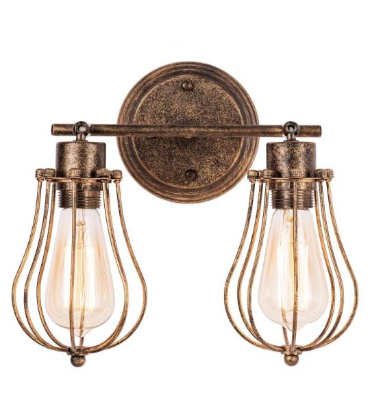 industriële muur Sconce Vintage Lighting verstelbare lamp Rustieke Wire Metal Cage olie gewreven muur lichte schaduw Edison stijl Antieke Fixture Porch Mirror (geen lamp) (Roestkl