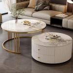 Moderne, runde Couchtische, 2er-Set, mit großem Stauraum, einfache Wartung, für Wohnzimmer, Schlafzimmer, Büro, Balkon und Wohnung, stilvolle und funktionale Möbel für kleine 