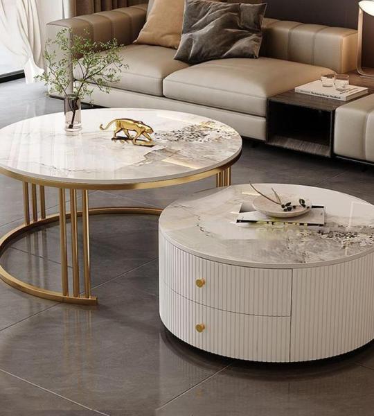 Moderne, runde Couchtische, 2er-Set, mit großem Stauraum, einfache Wartung, für Wohnzimmer, Schlafzimmer, Büro, Balkon und Wohnung, stilvolle und funktionale Möbel für kleine 