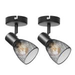 keukenspots verstelbaar - wandspots in mat zwart, industriële met metalen gaaskap - E14 plafondlampen spots voor binnen lounge slaapkamer eetkamer