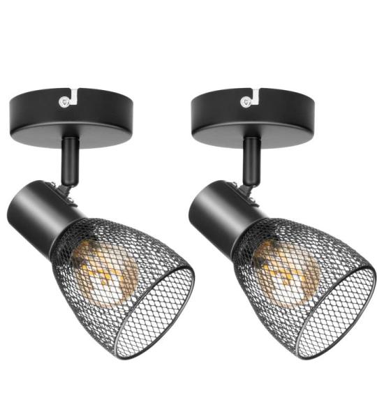 keukenspots verstelbaar - wandspots in mat zwart, industriële met metalen gaaskap - E14 plafondlampen spots voor binnen lounge slaapkamer eetkamer