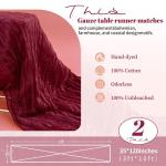 2er-Pack burgunderroter Käsetuch-Tischläufer, 90 x 300 cm rustikaler Gaze-Stoff, Boho-Tischläufer für Hochzeit, Babyparty, Geburtstag, Brautparty, Dekoration