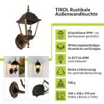 Elegante buitenlamp wand aluminium IP44 E27 in zwart koper TIROL wandlamp buiten tuinhuis