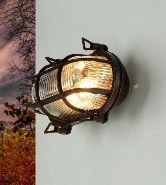 Wandlamp messing massief geruite glas IP64 weerbestendig zee in zwart antiek E27 buitenlamp balkon toegangsdeur binnenplaats terras buiten