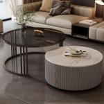 Moderne, runde Couchtische, 2er-Set, mit großem Stauraum für Wohnzimmer, Schlafzimmer, Büro, Balkon und Wohnung, einfache Wartung und stilvolles Design (Blau, 40 x 34 cm + 70 x 
