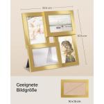 Fotolijst-collage, 4 fotolijsten voor 10 x 15 cm foto's, fotocollage, wandcollage, multilijsten, wanddecoratie, lichtgoud RPF025A01