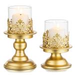 Moderne kandelaar, kaarsenhouder voor stompkaarsen, goudkleurige metalen kandelaar, kaarsenstandaard, voor tafeldecoratie, woonkamer, eettafel, bruiloft, salontafel, bijzettafel, K