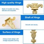 Antieke , 4 stuks zinklegering kast decoratieve retro gesneden scharnier T-riem voor deuren kast sieraden doos, goud