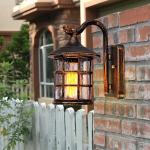 wandlamp, ijzer, rustiek, antieke look, buiten, waterdicht, vintage, wandlamp, hal, lichtbruin