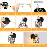 Set van 2 industriële wandlampen, vintage, kooi, van metaal, wandlamp, binnen, zwart, verstelbaar, wandlamp, hout, E27, voor slaapkamer, hal, woonkamer