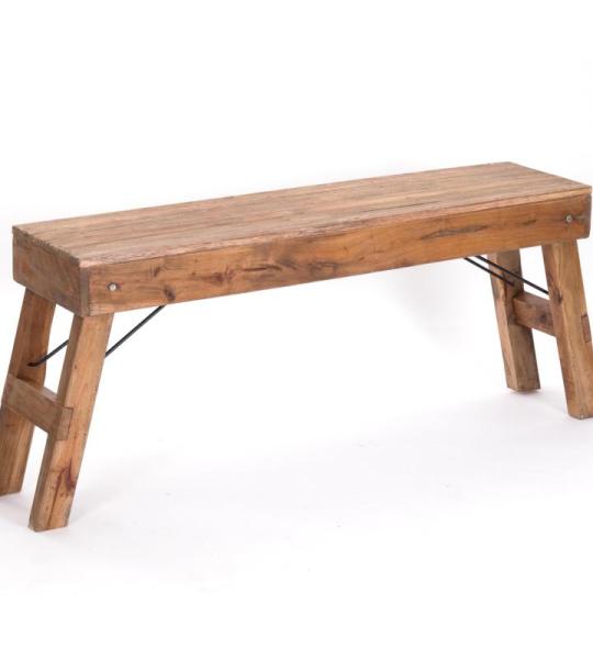 Opvouwbare zitbank Aldo | 112x48x28cm (BxHxD), gerecycled hout | rustieke houten bank, keukenbank gemaakt van massief hout, bijzetbank, gangbank, tuinbank | kleur: 01 natuurlijk