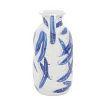Hedendaagse keramische onregelmatige vaas, 7" x 6" x 13", blauw