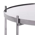 Salontafel Ø 75x35 cm uniek in zilver van metaal en glas, design woonkamertafel met glasplaat en metalen frame, ronde bijzettafel, moderne glazen tafel, elegante salontafel, loung