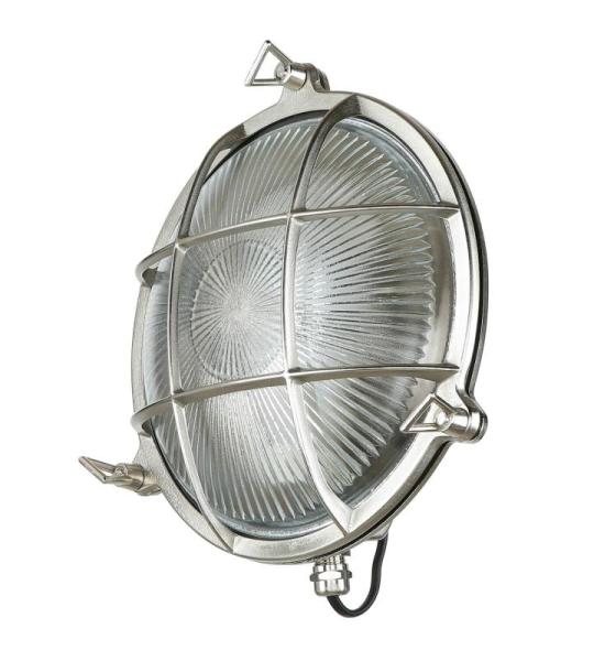 SERIFOS Buitenlamp muur messing glas in nikkel IP64 balkon terras Ø24 cm E27 nostalgisch rustiek maritieme outdoor wandlamp tuin