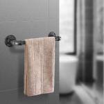 Rohrhandtuch Bar Wand montiert Industriehandtuch Rack Halter Rustikale Heavy Duty Badezimmer Hardware (12 inch, Schwarz Grau)