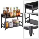 2-Tier Spice Rack Industriële Counter Plank Desktop Opslag Organizer Staand Kruidenrek voor Aanrecht Keuken Kantoor Woonkamer Desktop Zwart TLJ002B