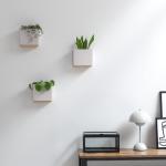 Alma Wandvazen, moderne hangende bloempotten voor aan de muur, 3-delige plantenpotset van hoogwaardig hars voor kamerplanten, kunstplanten, bloemen enz., grijs