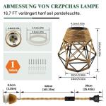 Industriële henneptouw hanglamp met stekker, E27 retro lamphouder met kabel 510 cm, vintage hanglamp kit met schakelaar, zwart metalen hanglamp lampenkap, doe-het-zelf lampbouwset