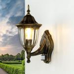 Milano Buitenwandlamp met bewegingsmelder, aluminium, glas in goud, antiek, IP44, terras, tuin, hoogte: 37,5 cm, E27, lantaarn, wandlamp, outdoor, MILANO