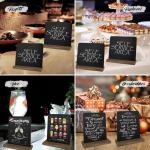 Leisteenbord, 8 stuks, klein krijtbord met rustieke houten standaard, buffet, prijskaartjes, standaard, drankkaart voor bar, café, verjaardag, bruiloft, bevat 3 stiften (stijl 2)