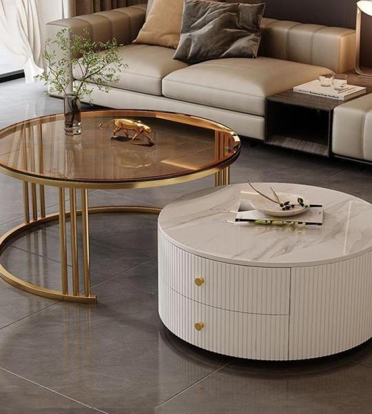Moderne Couchtische, 2er-Set, mit großem Stauraum, einfache Wartung, für Wohnzimmer, Schlafzimmer, Büro, Balkon, Wohnungsmöbel (Motley S 60 x 34 + 80 x 45 cm)