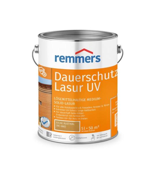 Hout Long Life UV rustiek eiken, 5 liter, oplosmiddelhoudende UV-bescherming voor hout voor buiten, hoge UV-bescherming ook voor lichte tinten en kleurloos UV+, blokvast, weerbeste