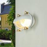Wandlamp buiten wit van messing ribbelglas IP64 roestvrij E27 B: 21 cm maritiem buitenlamp wandlamp huis binnenplaats tuin
