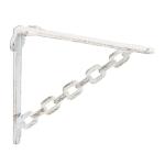 Plankhoek gietijzer, set van 2, antiek, vintage plankdrager, kettingmotief, wandhouder voor planken, wit