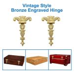 Antieke , 4 stuks zinklegering kast decoratieve retro gesneden scharnier T-riem voor deuren kast sieraden doos, goud