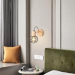 2 Stück Wandleuchte Vintage Industrial Wandlampen 135° Verstellbar Holz E27 Retro Metallkäfig Design Wandleuchte für Wohnzimmer Badezimmer Flur (Schwarz)