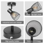 keukenspots verstelbaar - wandspots in mat zwart, industriële met metalen gaaskap - E14 plafondlampen spots voor binnen lounge slaapkamer eetkamer