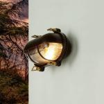Wandlamp messing glas in roestbruin antiek IP64 balkon H: 13 cm E27 maritiem rustieke scheepslamp buitenwandlamp tuin SKIATHOS