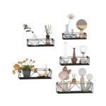 Set van 5 zwevende wandplanken, hoogwaardig zwart en zwart ijzer, met flexibel design, voor woonkamer, slaapkamer, badkamer, kantoor