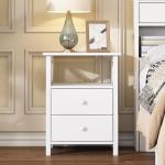 Moderne complete slaapkamerset: houten bed, nachtkastje, commode, kledingkast met 2 deuren - wit design, 140 x 200 cm tweepersoonsbed met opbergfunctie (wit)